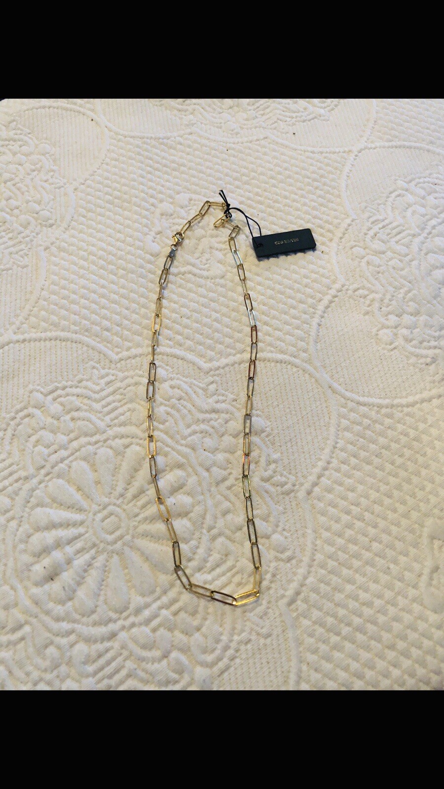 Woman’s Gold Over Sterling Silver Paper Clip Necklace Measuring 18 Inch Italy