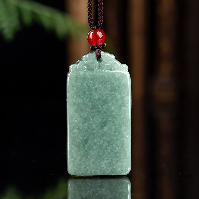 100% Natural Grade A Jade Jadeite Men Women Lucky Pixiu Amulet Pendant 1.53inchH
