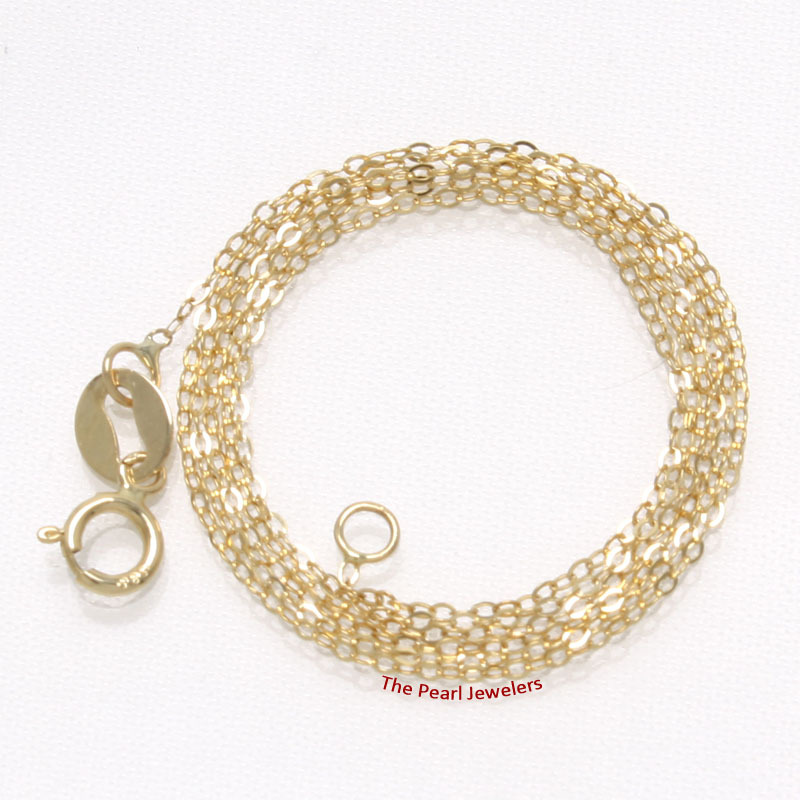 14kt Solid Yellow Gold Flat Round Cable 0.9mm Style Chain Necklace TPJ