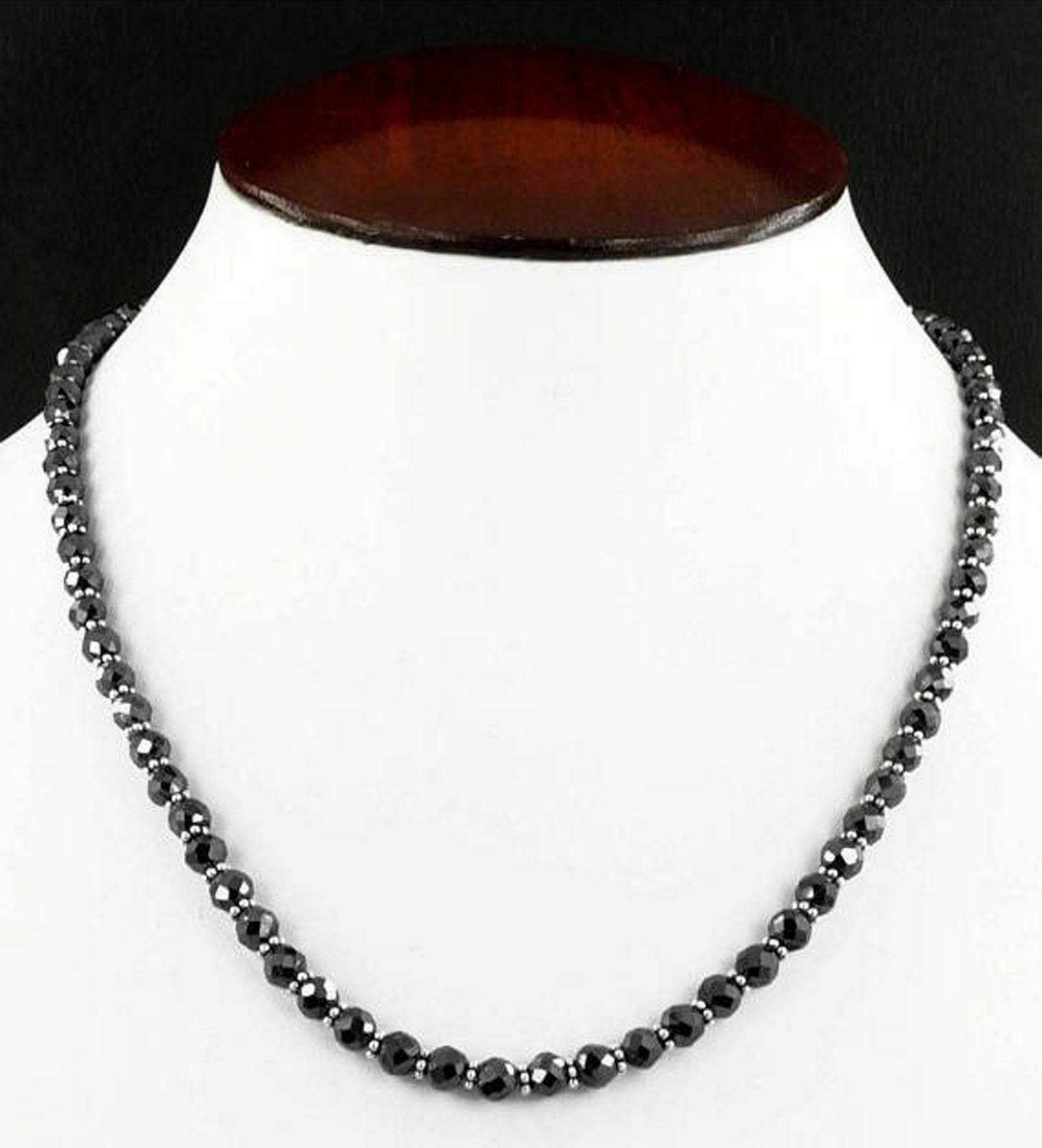 7 mm Black Diamond Round Faceted Beads 22″ Necklace AAA-Quality For Gift