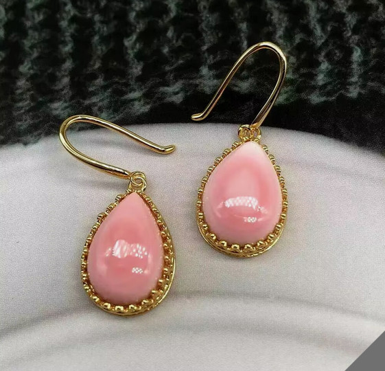 Suberb natural set of pink queen conch pearl pendant earring