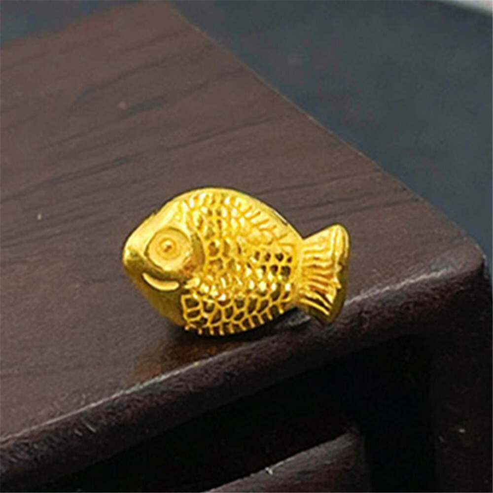 Fine Pure 999 24K Yellow Gold 3D Lucky Fish Pendant 2-2.2g 9.6*6.7mm