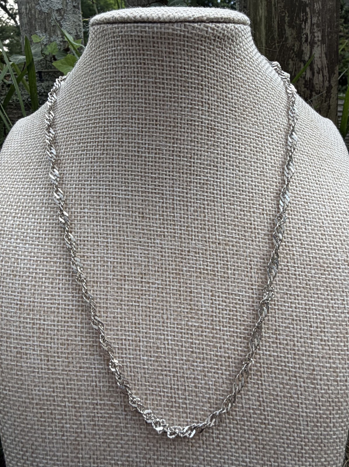 925 Sterling Silver Singapore Twisted Curb Link Chain Necklace 17″ Minimalist