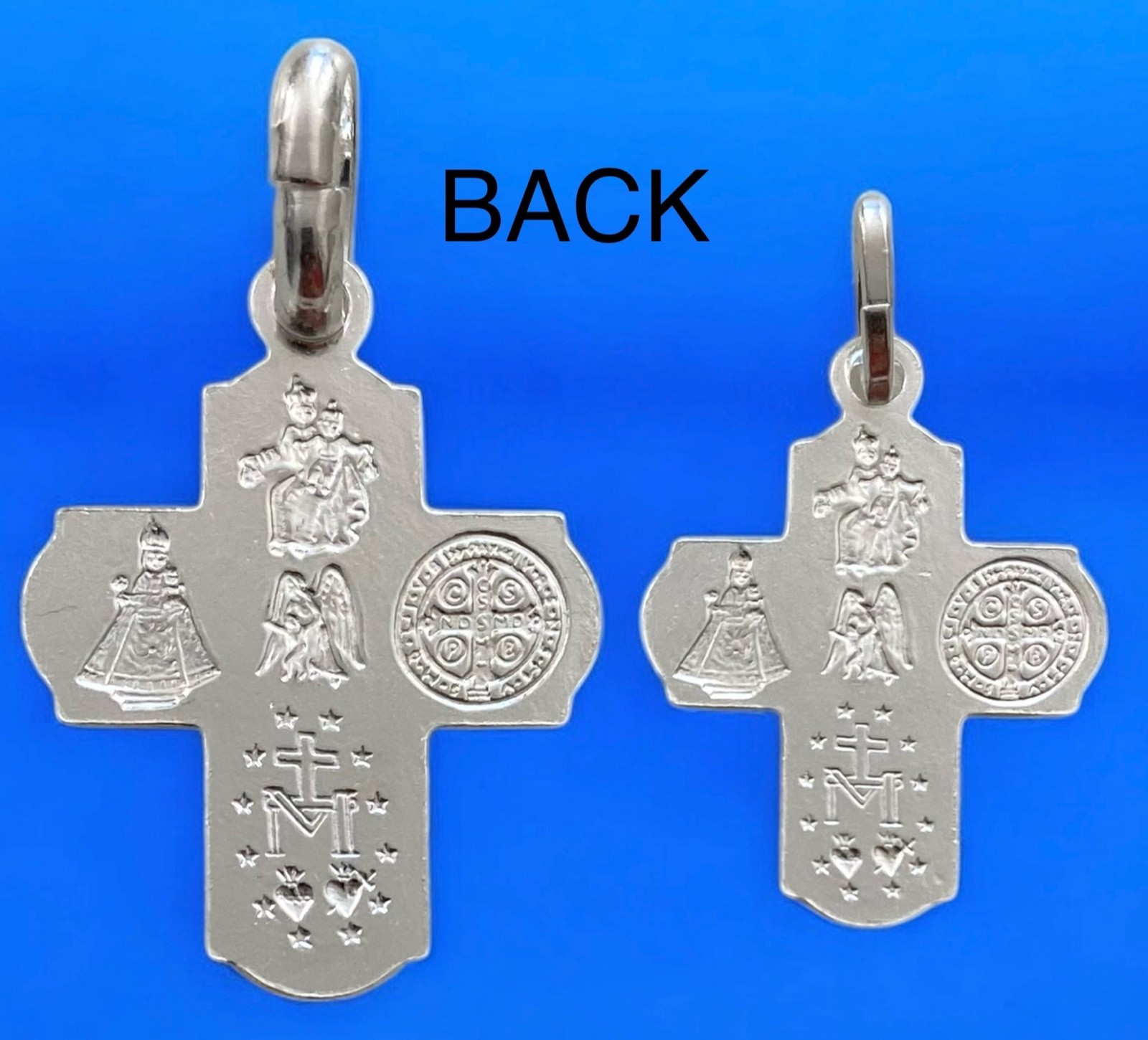 925 Solid Sterling Silver Cross Pendant 4 Way Cruciform Scapular Medal – ESP38