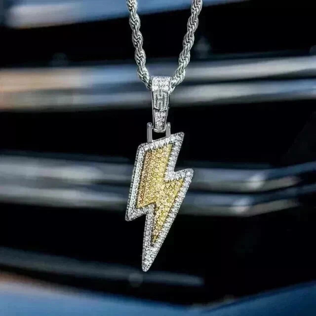 2Ct Round Cut Lab Created Diamond Men’s Thunder Pendant 14K Two Tone Gold Finish