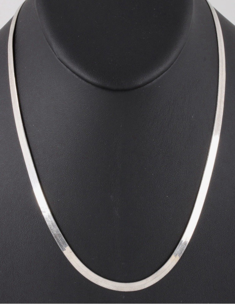 Made In Italy Sterling Silver Herringbone Chain Necklace 30”Signed DNT , 17.3 G