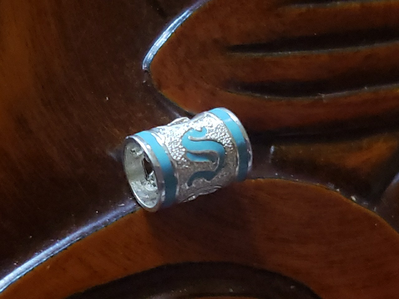Hawaiian Baby Silver Initial Pendant Enamel 8mm X 6mm Slide Blue Letter