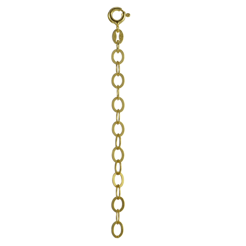 Gold Tone over 925 Silver Flat Oval Link Extender for Pendants Necklaces, 5.5″
