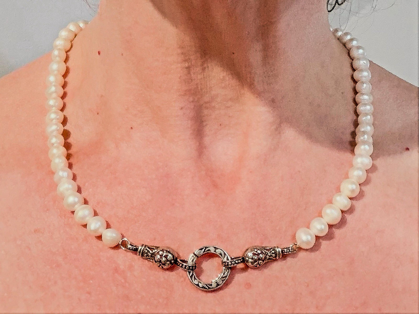 925 Sterling Silver Freshwater Pearl Necklace 16-18″ Silver Artisan Components