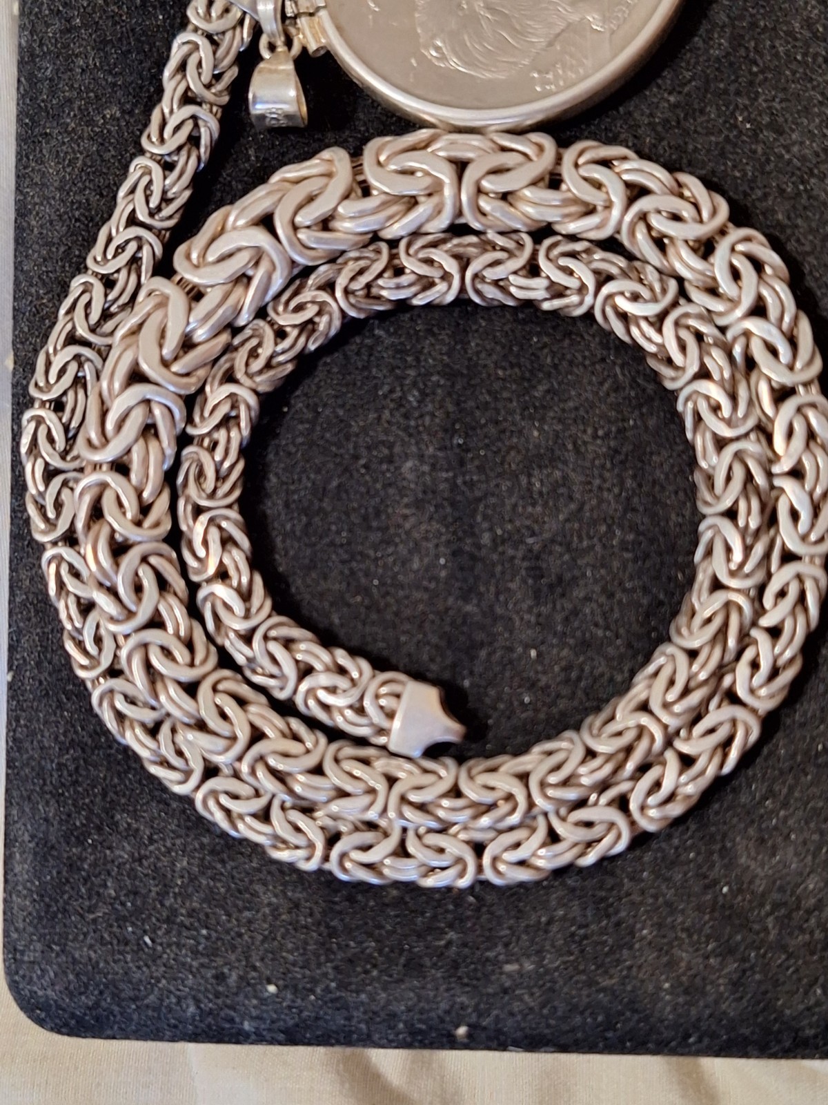 ATASAY KUYUMCULUK STERLING SILVER BYZANTINE NECKLACE 20″ 28 GRAMS 11 MM to 7MM