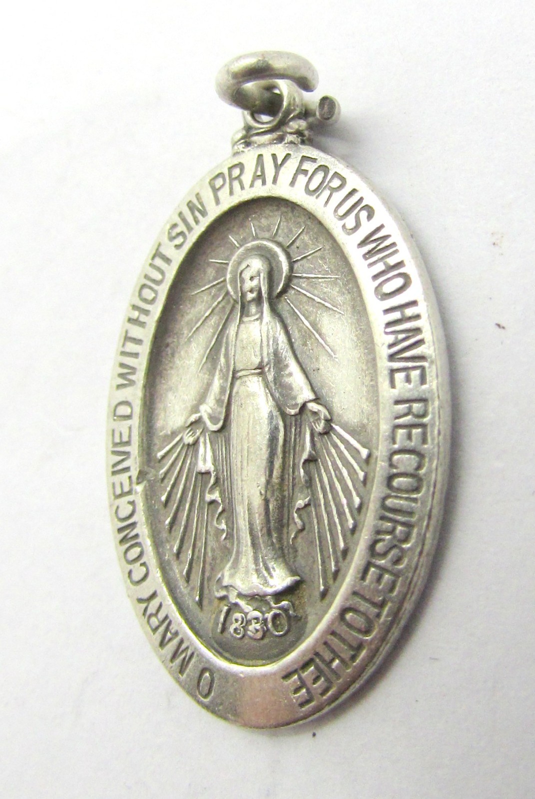 925 STERLING SILVER MIRACULOUS MEDAL OVAL PENDANT OR CHARM 31X16 MM ~ 2.9G