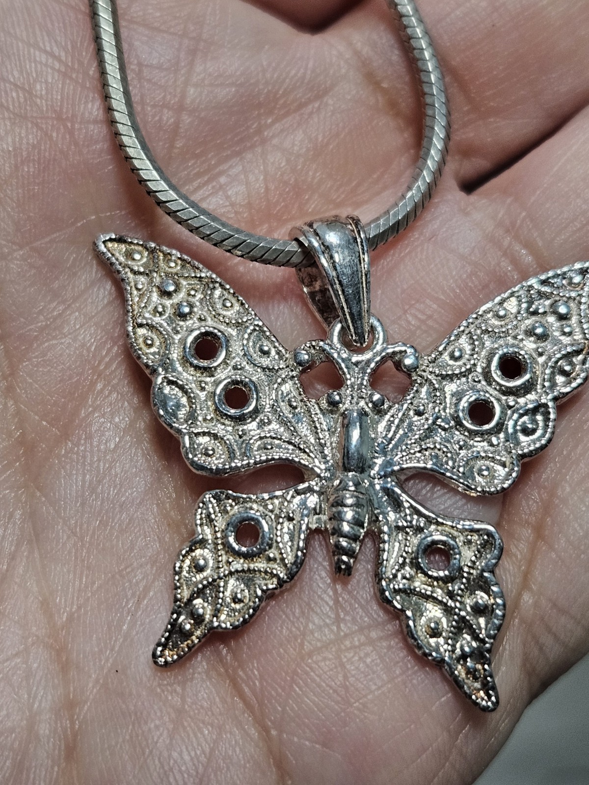 Sterling Silver 925 Butterfly & Snake 925 Silver Chain 14″ 15g