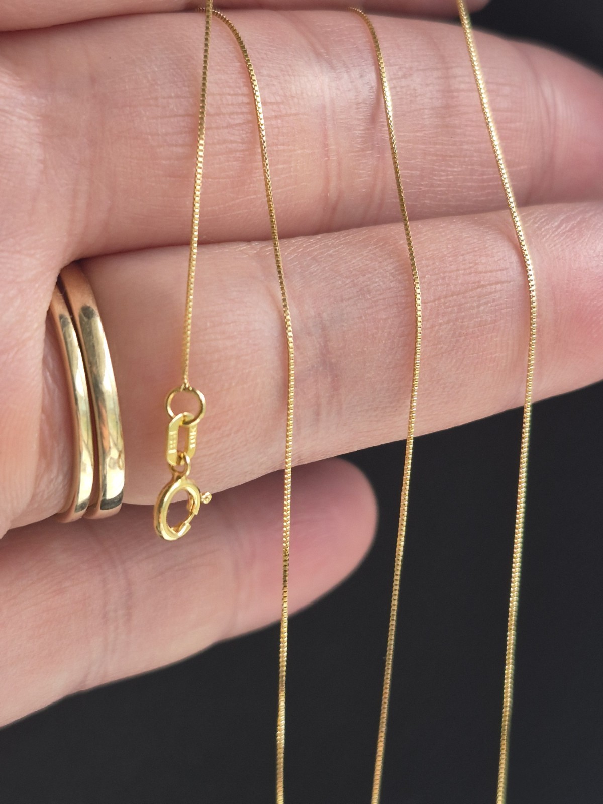 18in 10k Solid Gold Box Chain Dainty .5mm