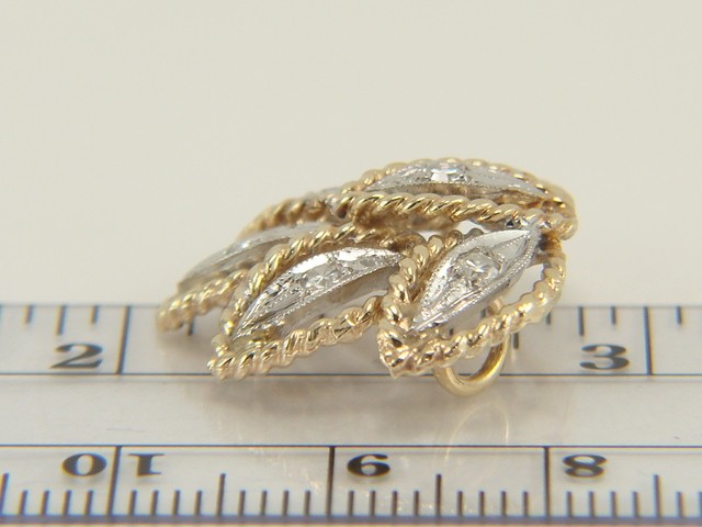 14K Yellow & White Gold Natural Diamond Necklace Slide 4.5 grams