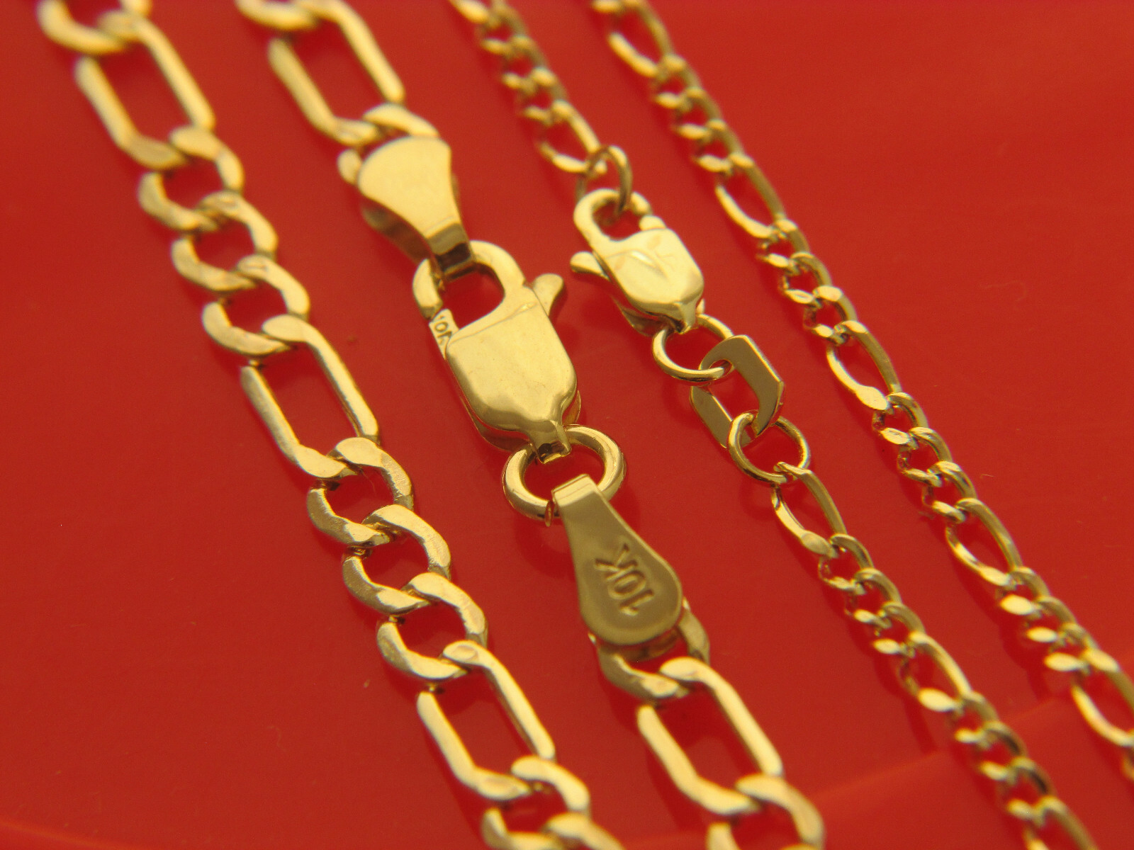 10k gold Figaro chain necklace 4mm and 2.25mm real gold