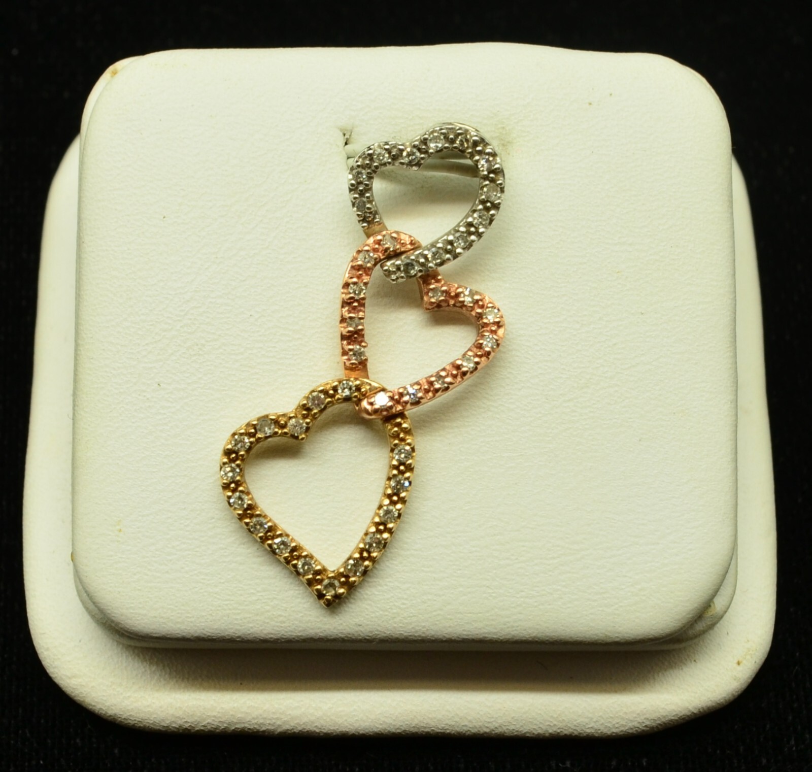 10k Yellow Gold Beautiful Connecting Hearts w/ Melee Diamonds Pendant GOLD-2278