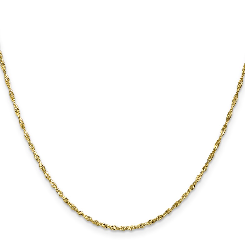 10k Yellow Gold 1.4mm Singapore Chain Necklace 16″ for Women 1.22g