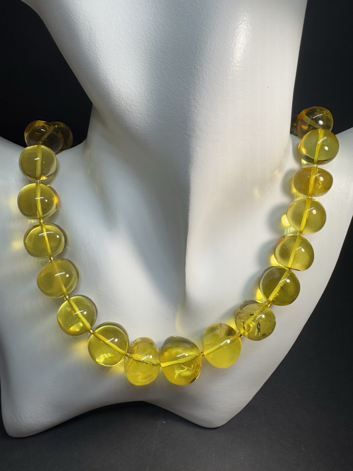 Natural Baltic Amber Necklace | Large Round Honey Amber Beads | 59g 50cm