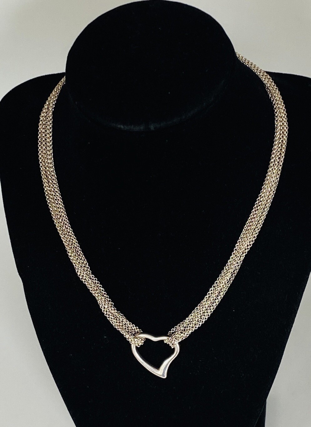 Vintage IBB Sterling Silver Multi Strands Chain Heart Choker Necklace 28-Grams