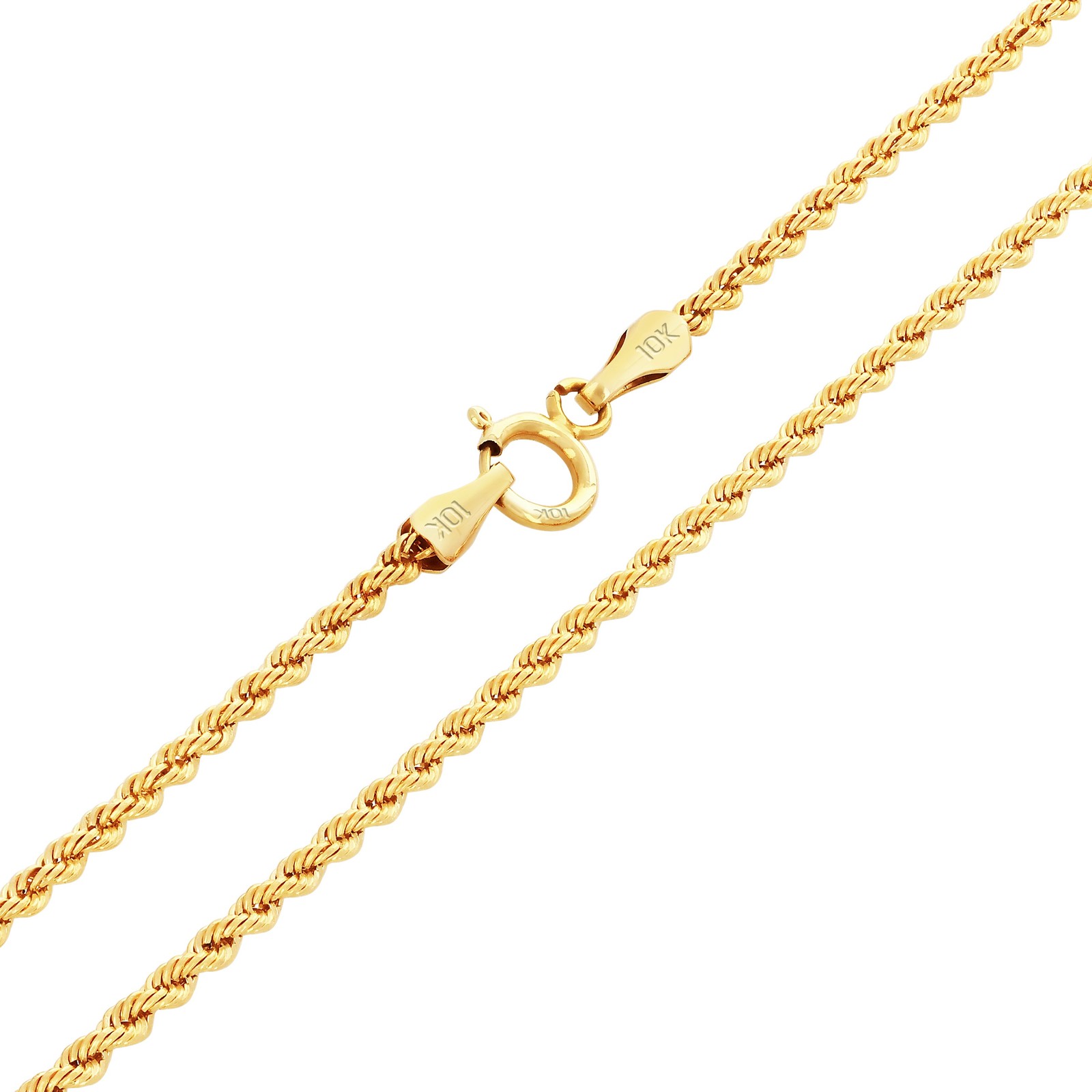 10K Yellow Gold 1.5mm Thin Diamond Cut Rope Chain Pendant Necklace Women 16″-24″
