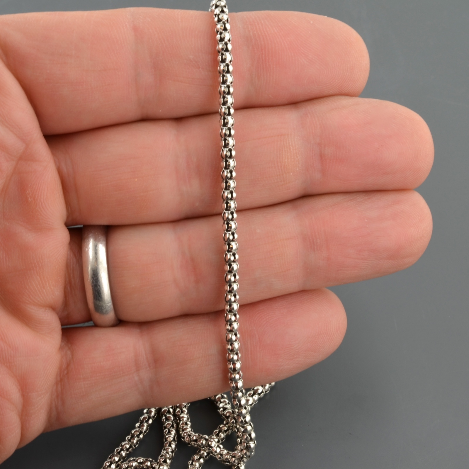 OXIDIZED STERLING SILVER 3MM FANCY POPCORN CHAIN 18″, 20″ OR 24 INCH