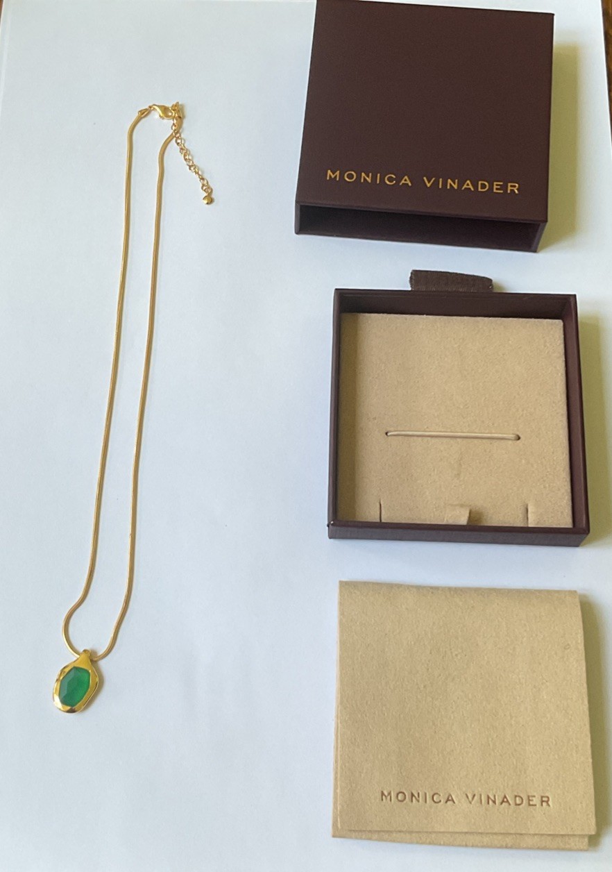 Monica Vinader Odyssey Gemstone Chain Necklace 18k Gold Vermeil & Green Onyx