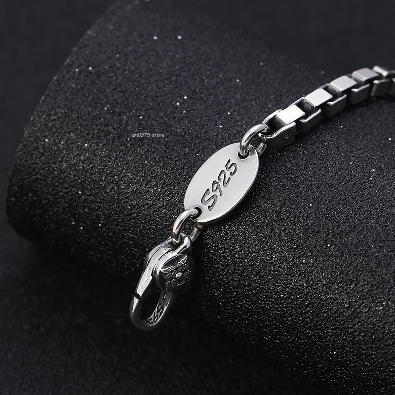 Real S925 Sterling Silver Necklace Women Men 4mm Box Link Chain 18-29.5inch