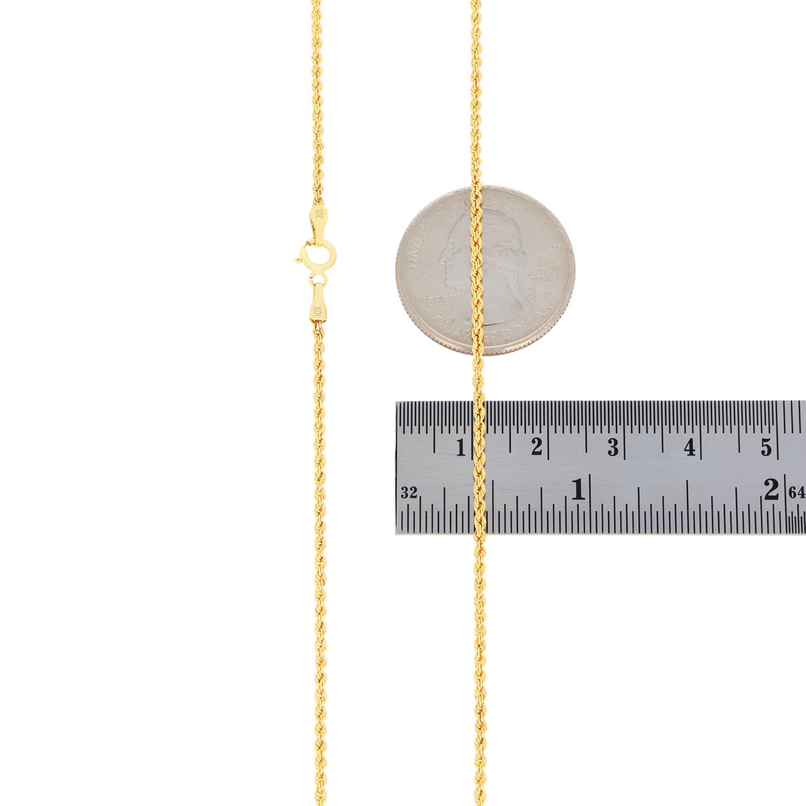 10K Yellow Gold 1.5mm Thin Diamond Cut Rope Chain Pendant Necklace Women 16″-24″