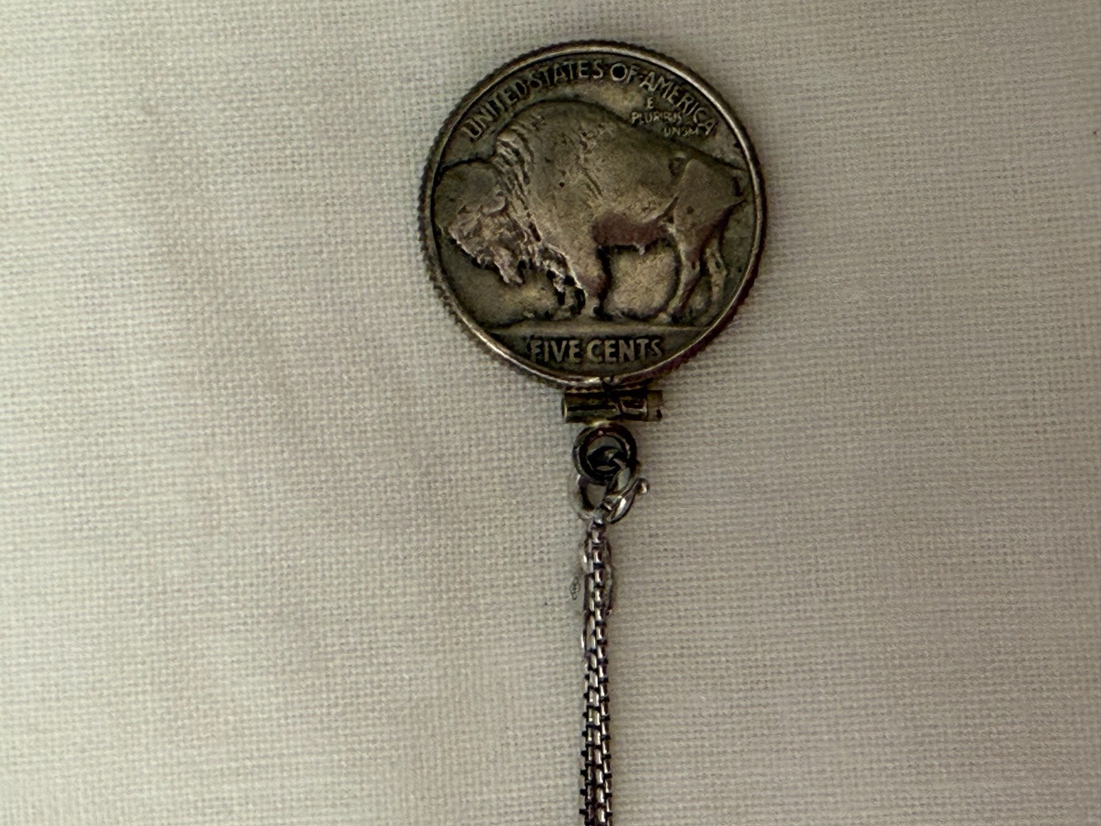925 Italy Sterling Silver Chain 1934 Buffalo Nickel Coin Pendant Necklace 18″
