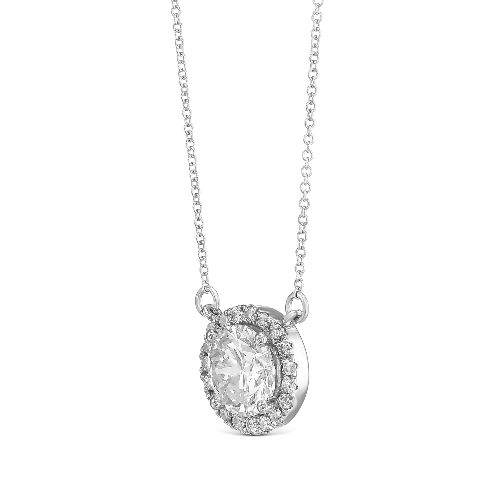 IGI Diamond Pendant VS1 F Round 2.47 Carat Lab Created 14k White Gold Eye Clean