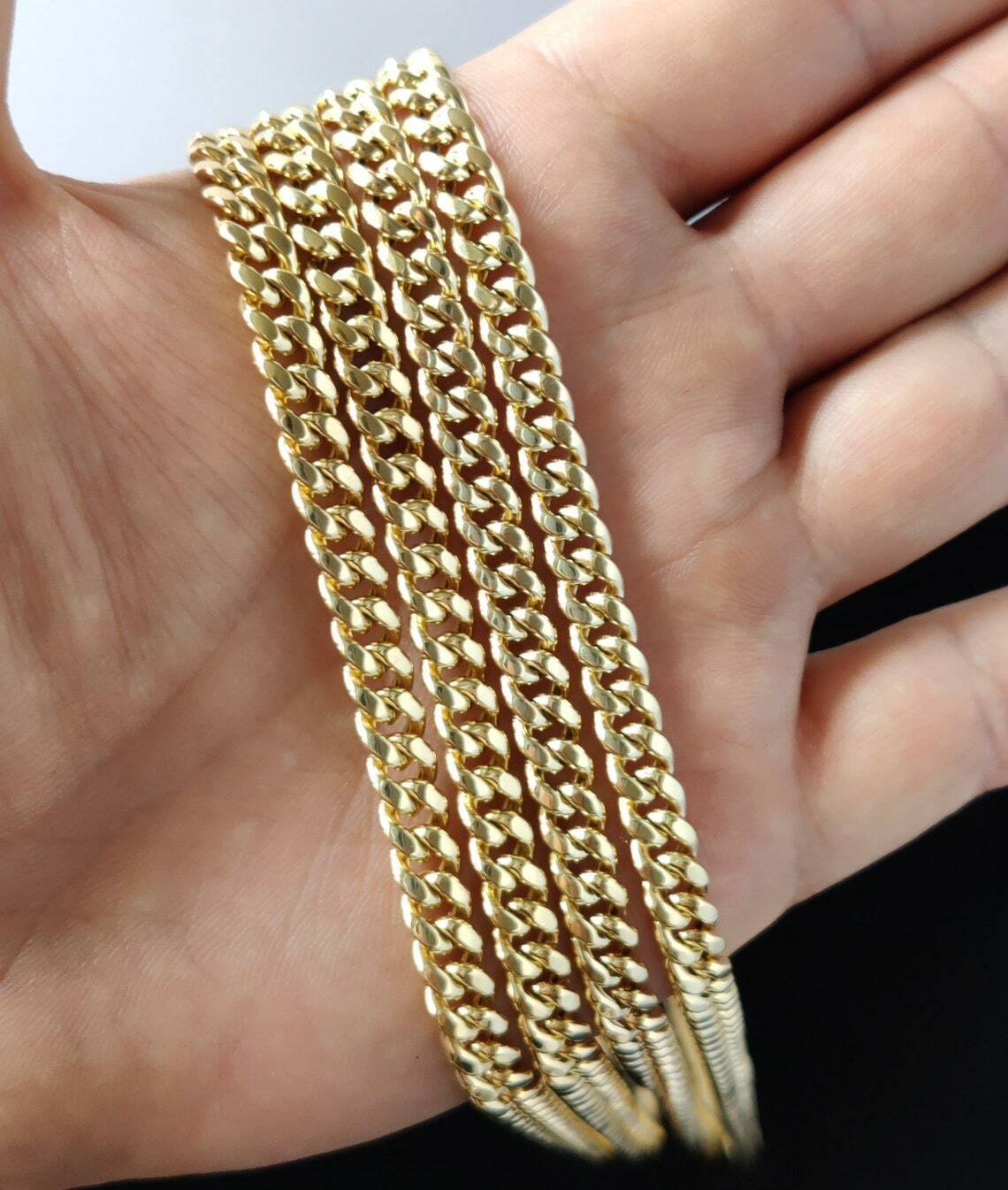 10k Real Gold Miami Cuban Link Chain Necklace 6.7mm 22 Inches Real 10K Yellow