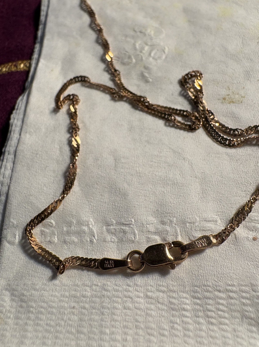 Lot Of Two: 23” 14K Sparkle Chain, 10k Multi Color Gold W Red Stimulant Pendant
