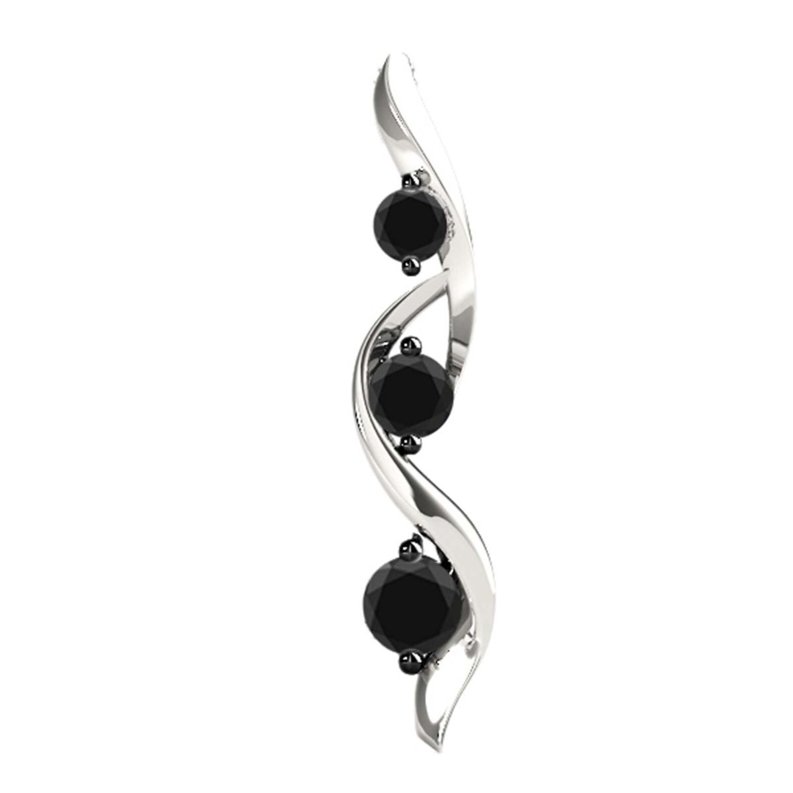 0.75Ct Natural Black Diamond& Journey Shape PendantNecklace for Women in10KGold