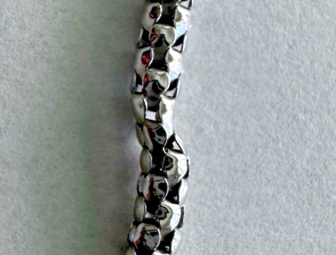 18K White Gold Popcorn Chain Necklace Ball Station 14in 750 10.13g READ