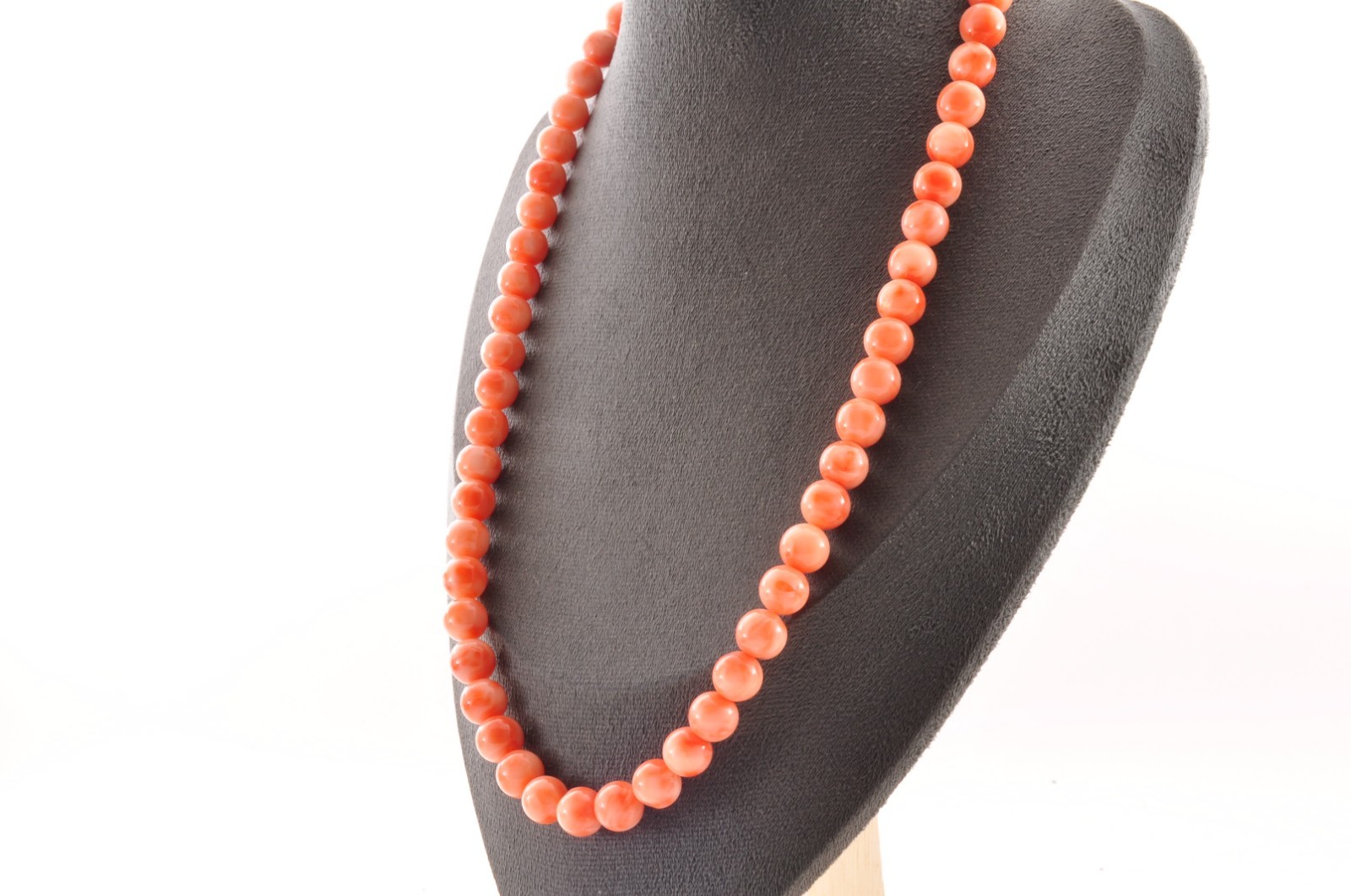 925 silver craps Pink coral necklace (17.3in, 370ct) 925 silver with Certificate