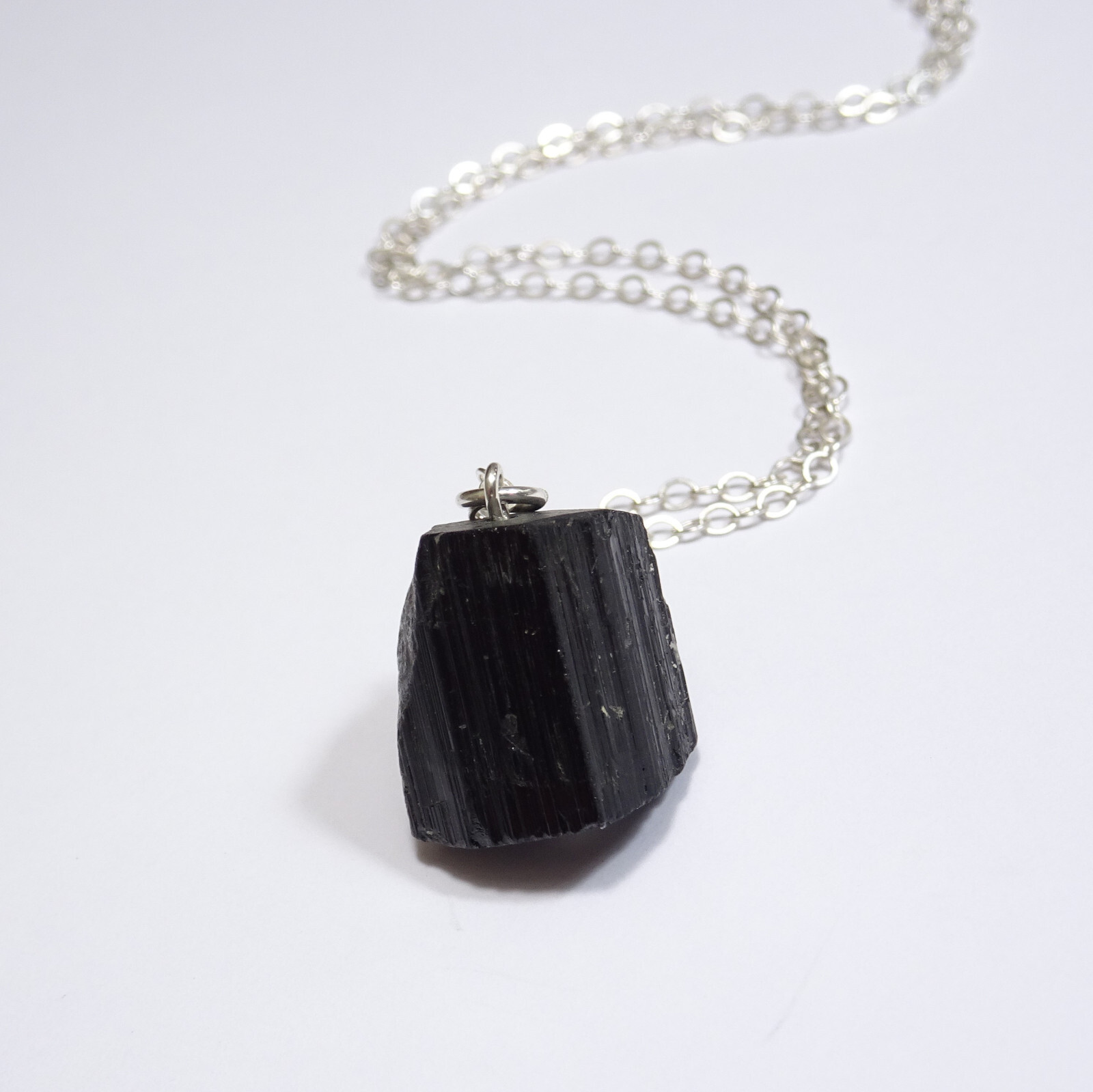 Crystal Raw Black Tourmaline Necklace Root Chakra Jewelry 925 Silver Chain Video