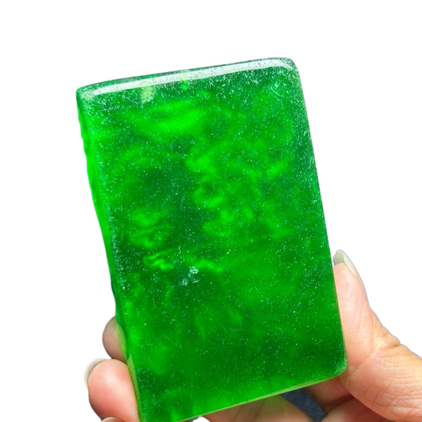 Natural Ice Green Burmese Jadeite Hand Carved Landscape Lucky Pendant Necklace