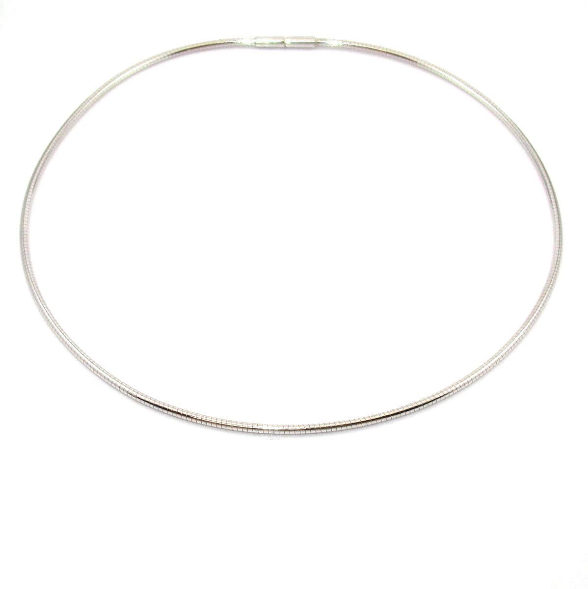 14K White Gold Italy Round Tube Snake Chain Necklace 18.5″