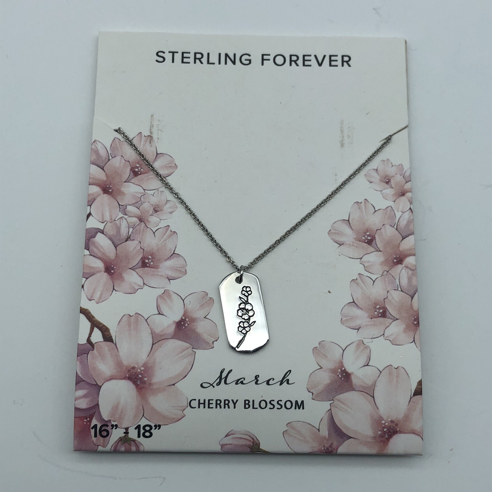 Sterling Silver Cherry blossom March Birthday jewelry lot of 2 necklace bracelet