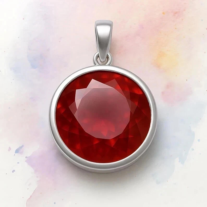 Certified 10 Ct Burma Natural Red Painite Pendant in 925 Silver Gift Jewelry