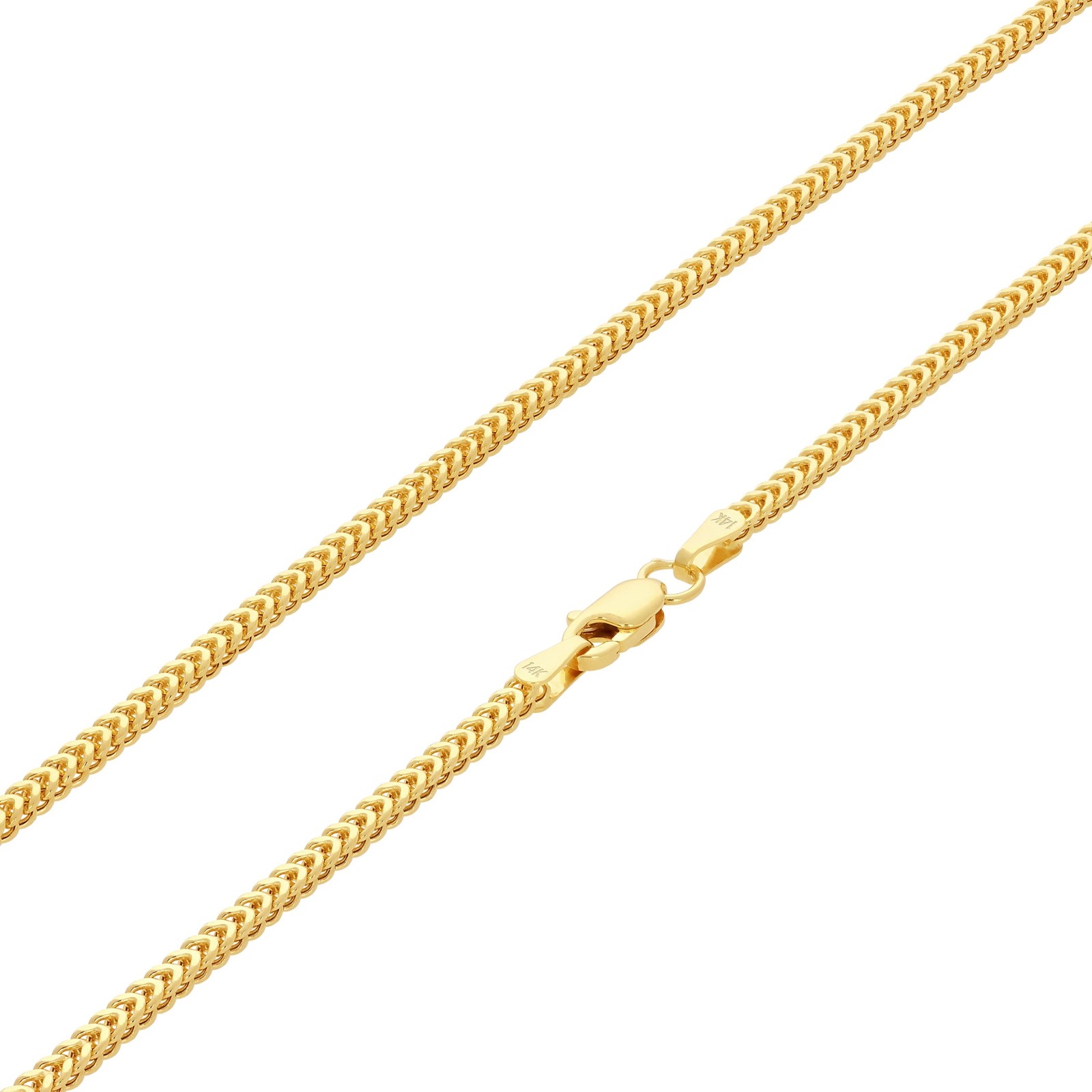 14k Yellow Gold 1.5mm Franco Box Square Wheat Foxtail Bracelet Chain Womens 7″