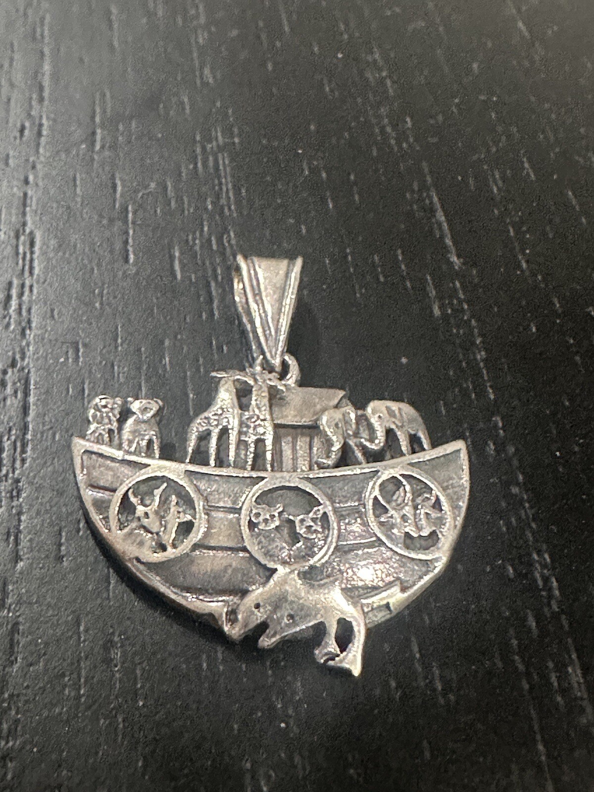 Vintage Sterling Silver 925 Animals Noah’s Ark 3D Pendant Faith 5g Bible Jewelry