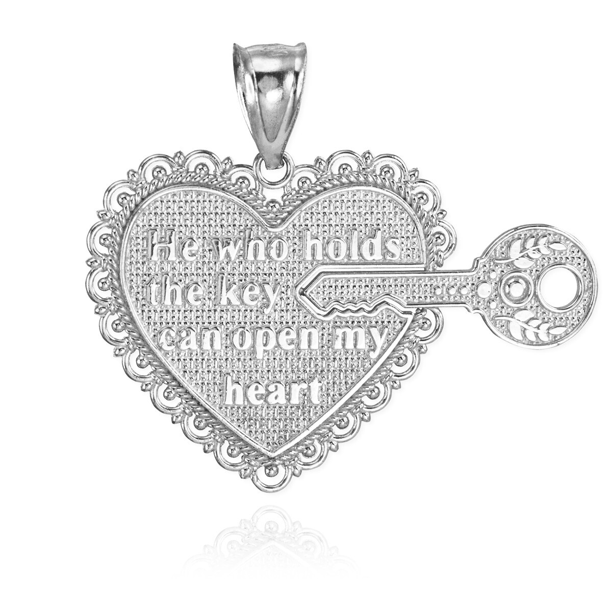 2pc Sterling Silver “Key Of My Heart” Detachable Pendant