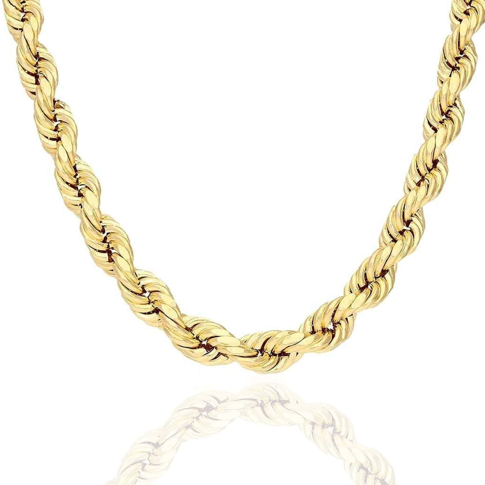 10K Real Gold 1.8mm-9mm Hollow Rope Chain Necklace 16″-30″