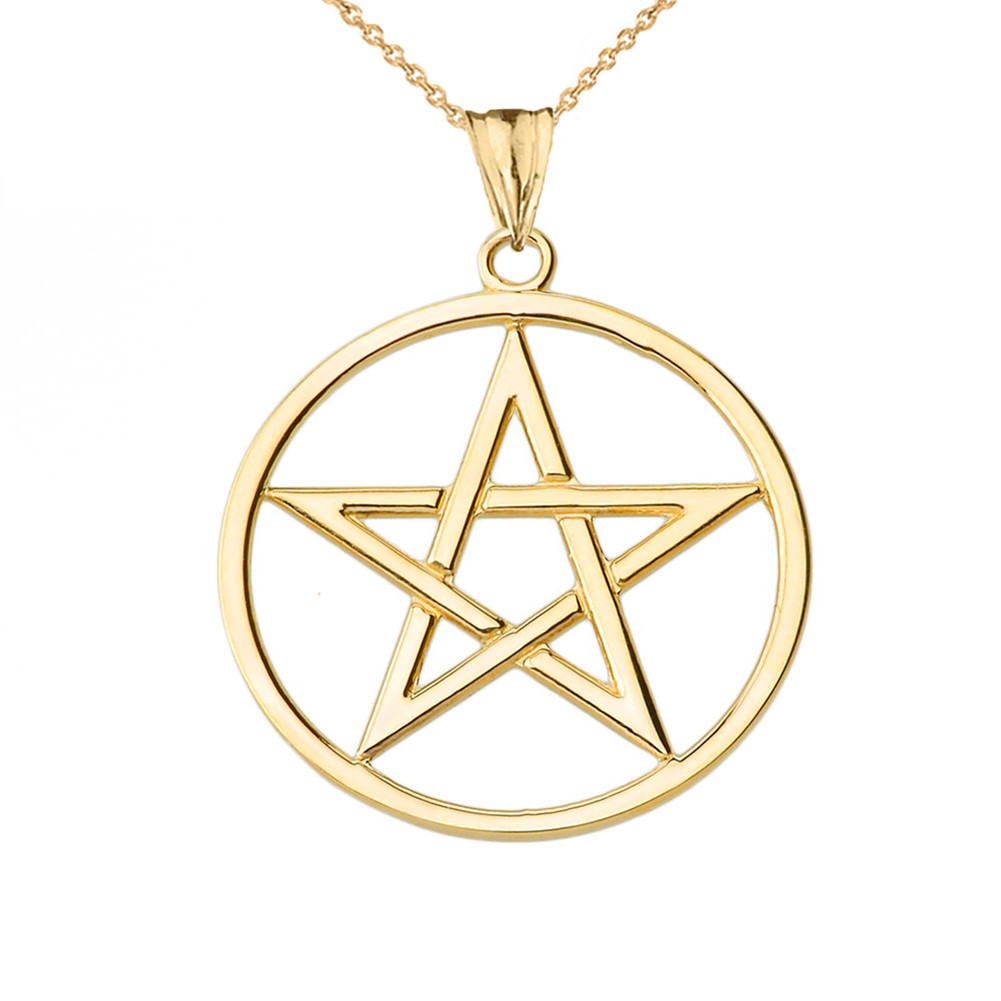 Gold Pentagram Pendant Necklace (Available in Yellow/Rose/White Gold)