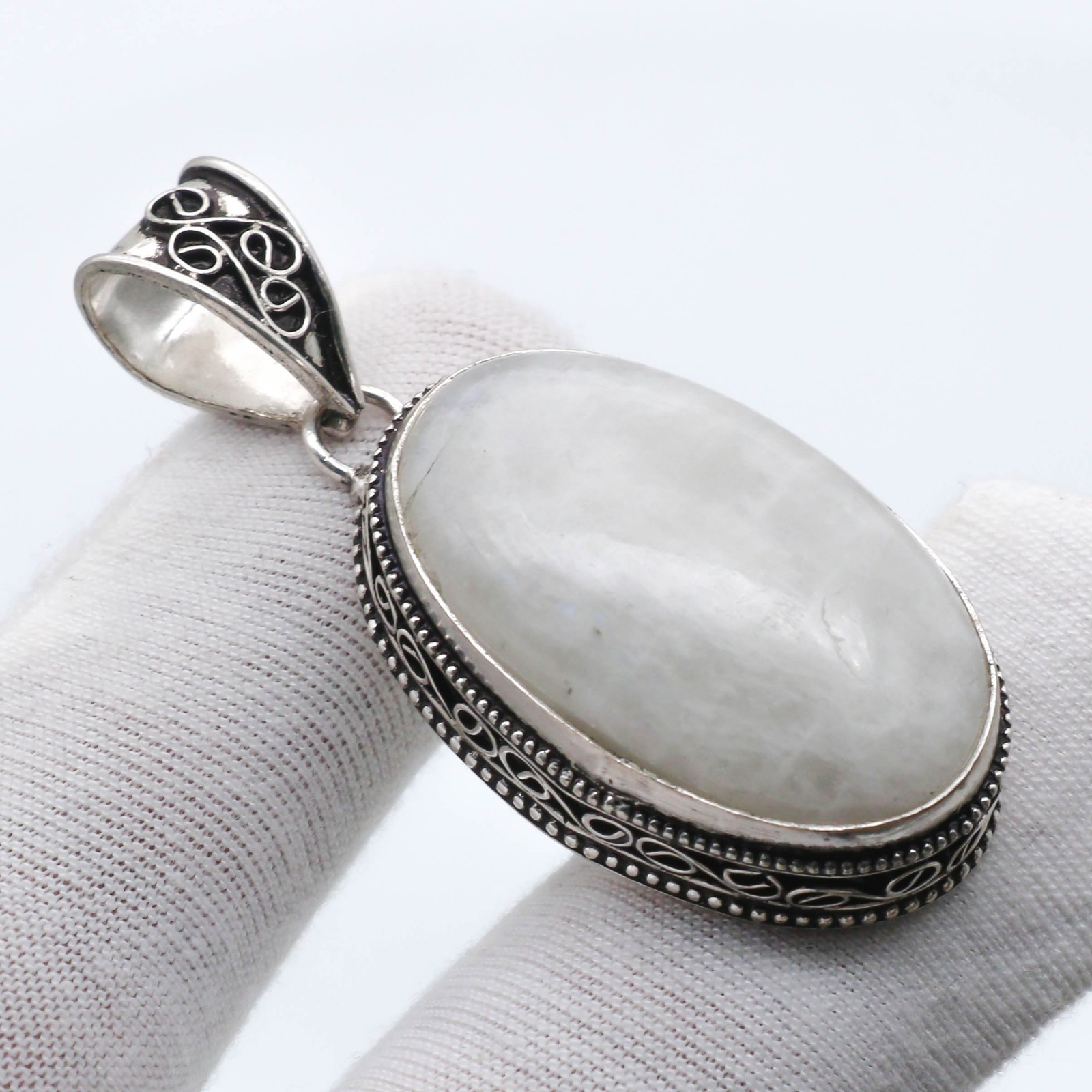 Natural Moonstone Gemstone Pendant 925 Sterling Silver Jewelry Size 2.05″