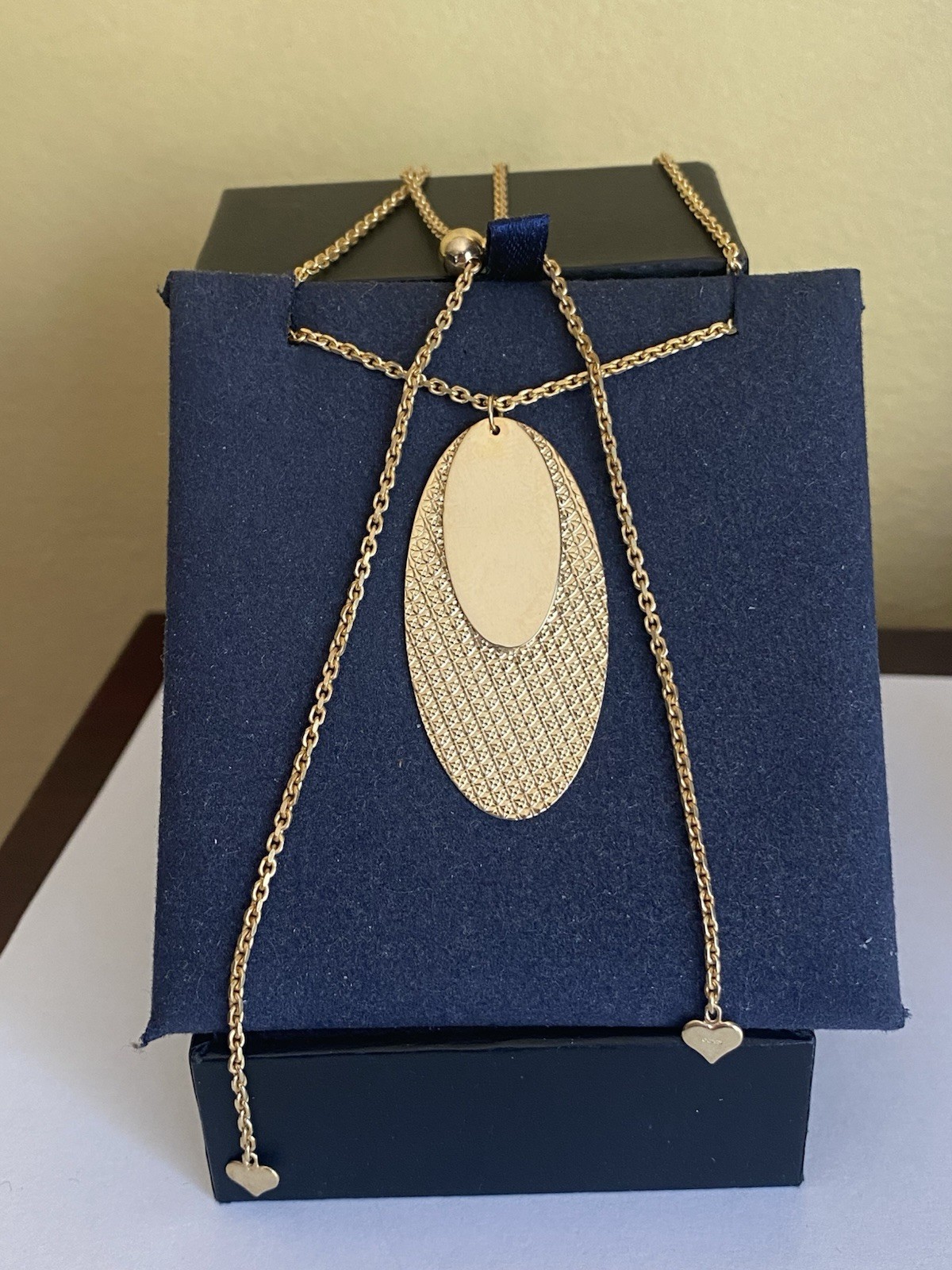 Yellow Gold Gilt Sterling Silver Pull Through Adjust Pendant Necklace-70cm Long