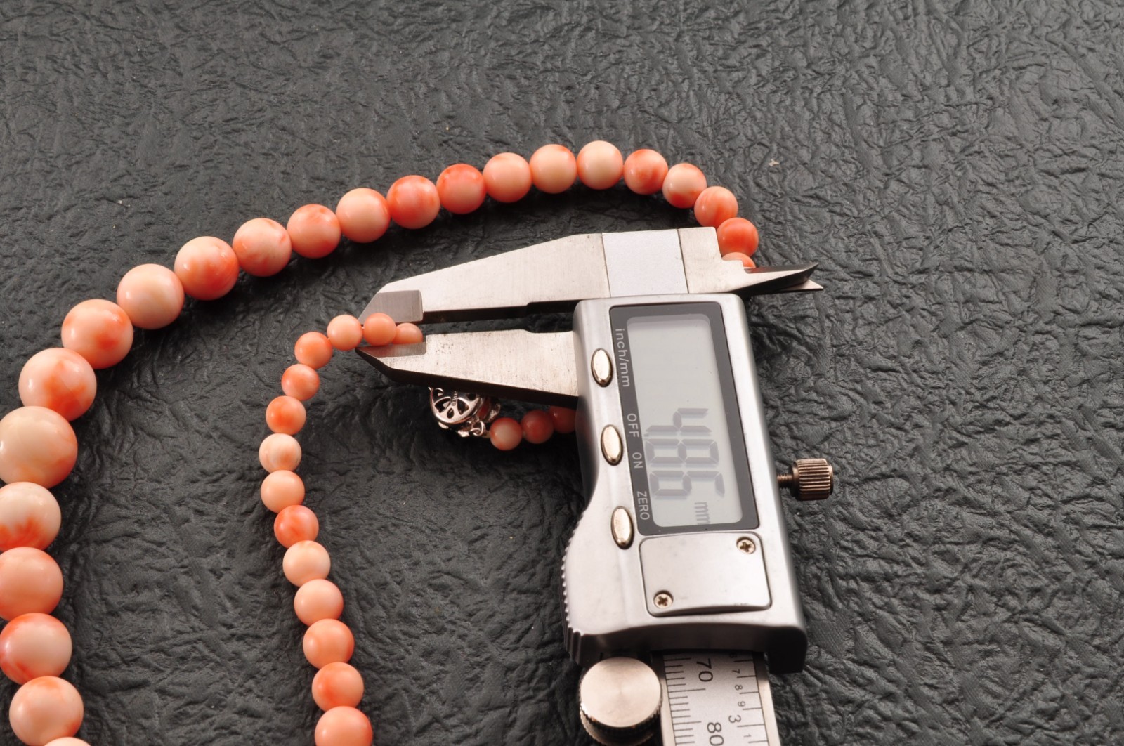 Angel skin coral Necklace and rose earrings set (17.3in 255ct) and Certificate.