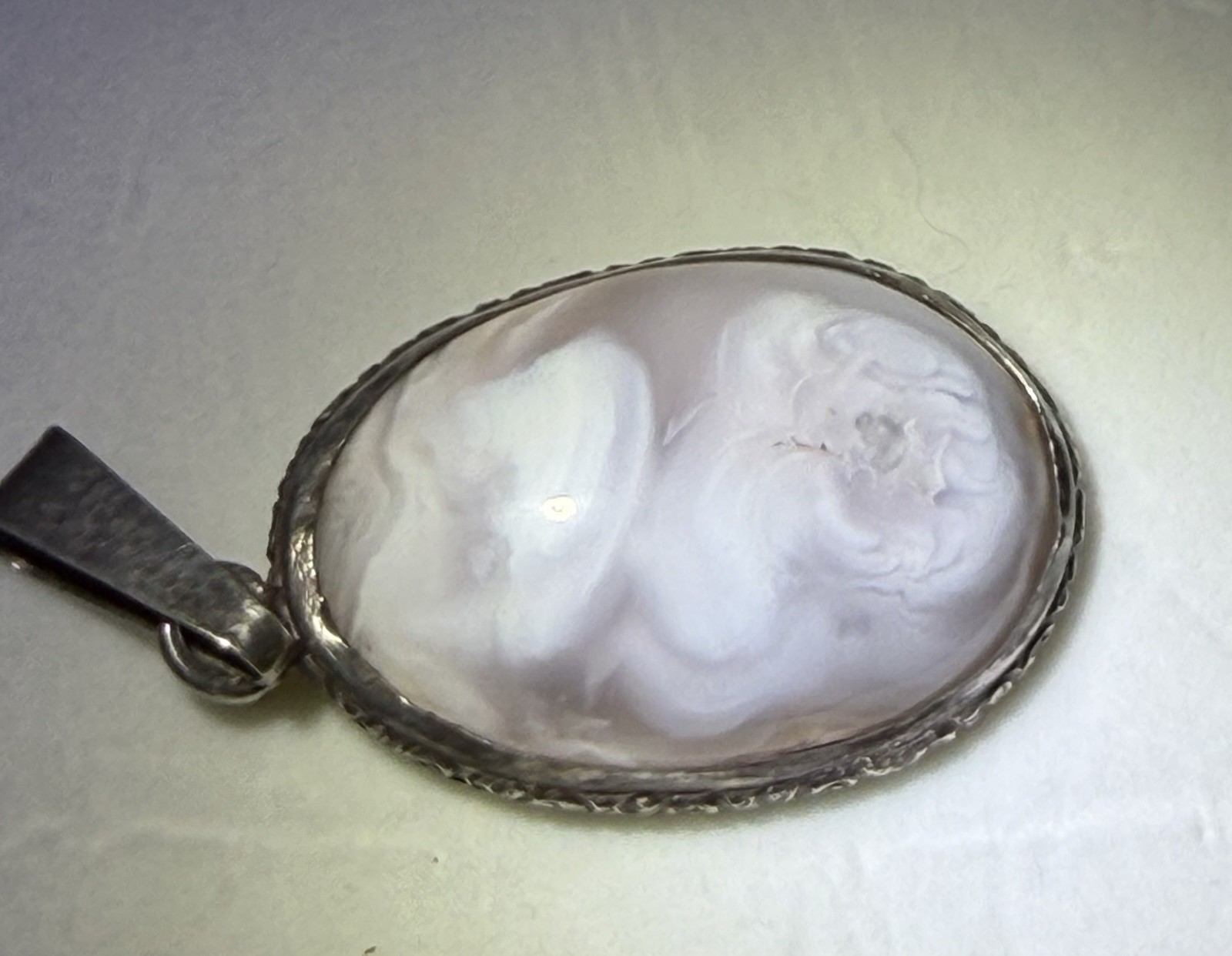 Sterling Silver White Agate Pendant