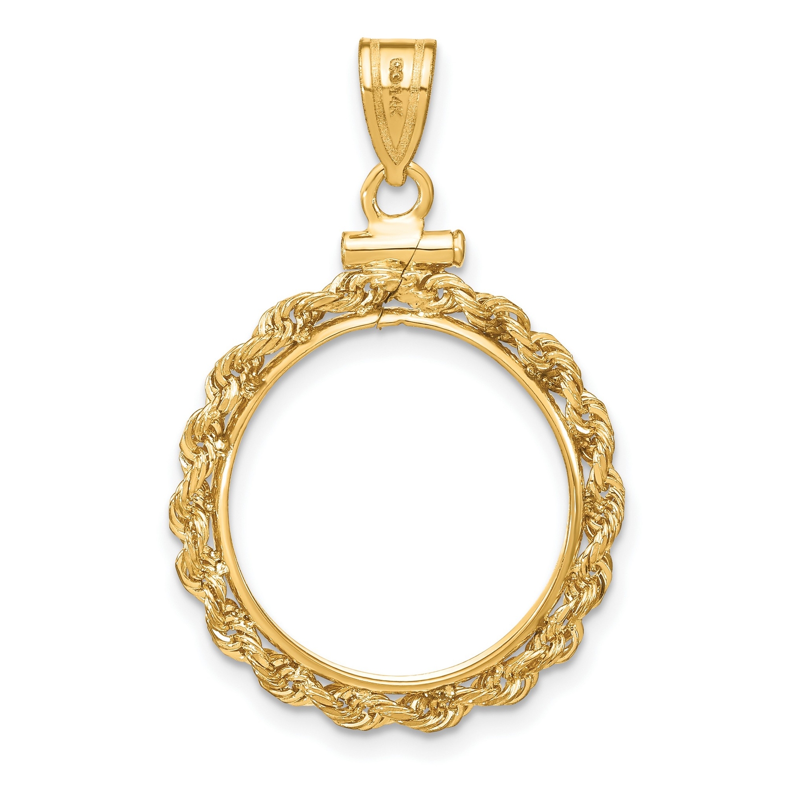 1840-1907 US $2.50 Liberty Quarter Eagle Screw Top Tiny Knot Coin Bezel 14k Gold